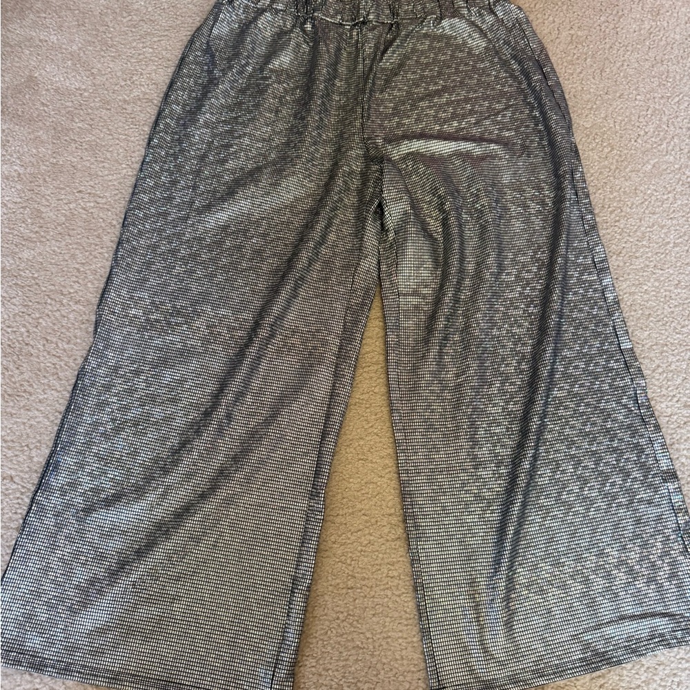 SHEIN Black and Silver Wide-Leg Pants